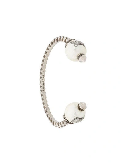 Shop Gucci Faux Pearl Embellished Bracelet In Metallic