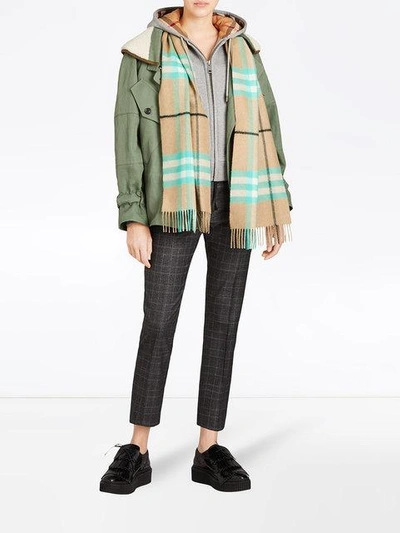 Shop Burberry Check Cashmere Scarf In Neutrals
