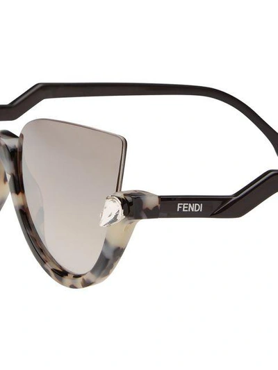 Fendi Blink Half-rim Crystal Cat-eye Sunglasses In Havana/ Shiny Black |  ModeSens