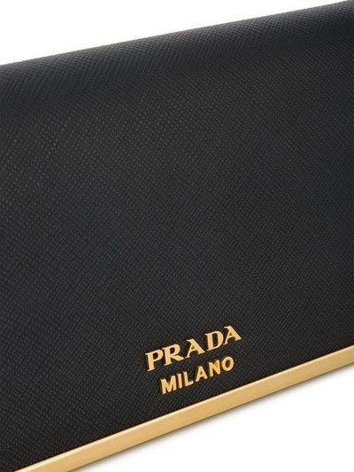 Shop Prada Black Wallet On Chain Leather Bag