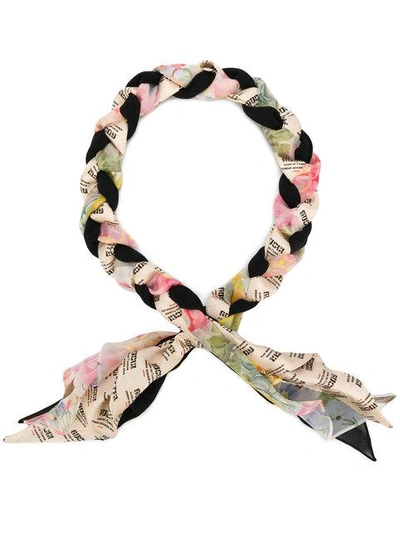 Shop Gucci Invite And Floral Print Braided Headband - Multicolour