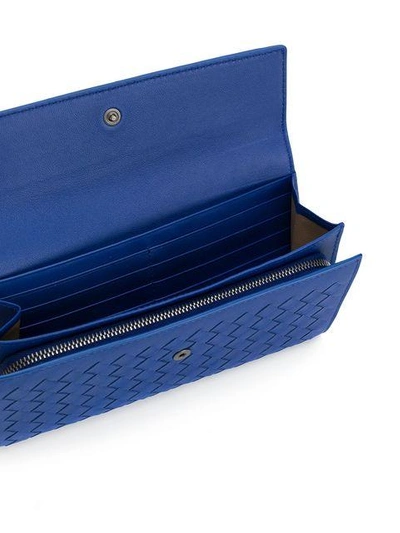 Shop Bottega Veneta Cobalt Intrecciato Nappa Continental Wallet - Blue