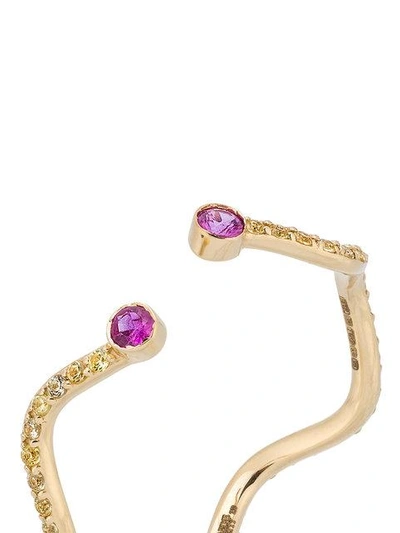 Shop Sabine Getty 18k Yellow Gold Wiggly Snake Ring With Sapphires