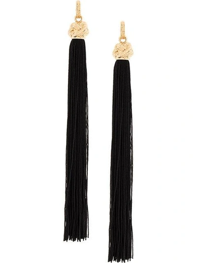 Shop Saint Laurent Long Tasseled Earrings In Black