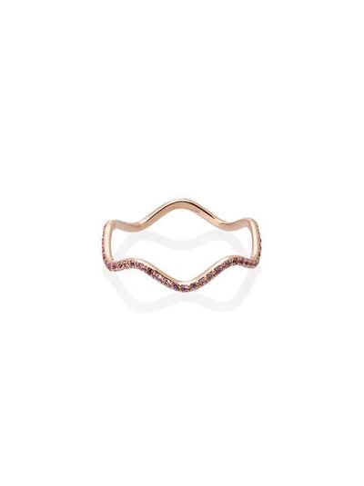 Shop Sabine Getty Rose Gold And Pink Topaz Wave Band - Metallic