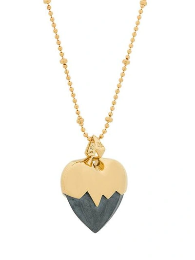 Shop Kasun London Black Heart Pendant Necklace In Metallic