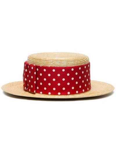 Polka Dot Boater Hat