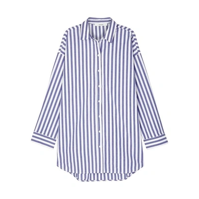 Shop Gestuz Wray Striped Poplin Shirt In Blue