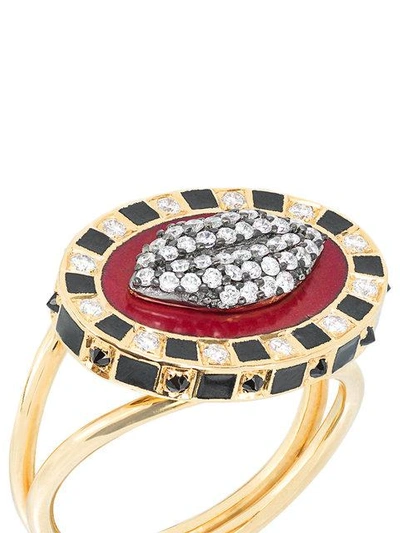 Shop Holly Dyment 18k Yellow Gold Glam Lip Diamond Ring - Metallic
