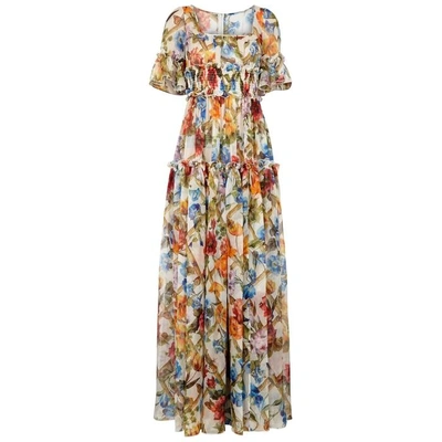 Shop Dolce & Gabbana Floral-print Silk Chiffon Maxi Dress