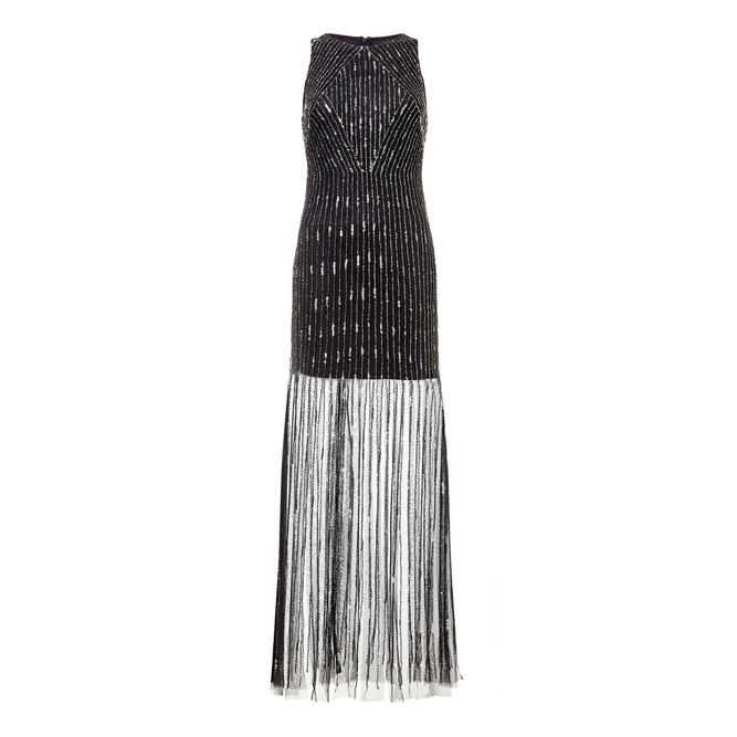 adrianna papell beaded fringe dress