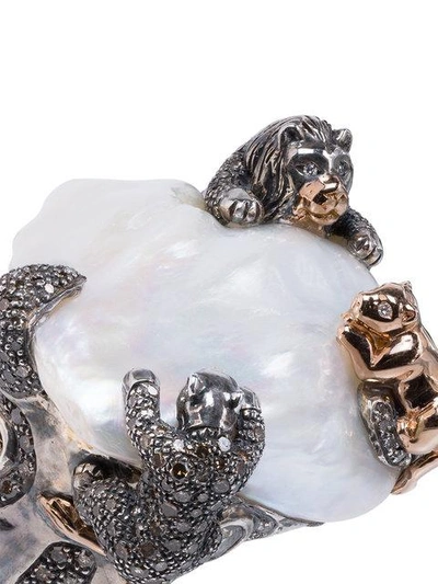 Shop Bibi Van Der Velden 18k Rose Gold Animal Family Lion Ring In Metallic