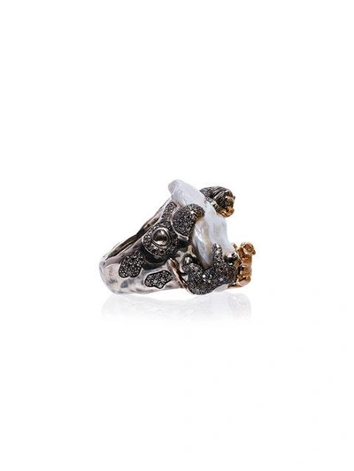 Shop Bibi Van Der Velden 18k Rose Gold Animal Family Lion Ring In Metallic