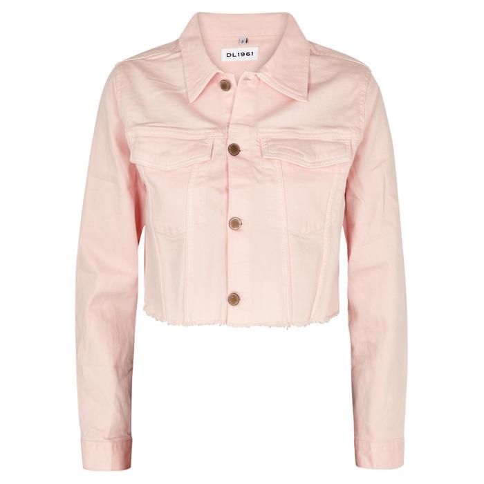 Dl 1961 Shawn Pink Cropped Denim Jacket In Light Pink | ModeSens