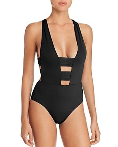 Shop Isabella Rose Beach Solids Strappy One Piece Swimsuit In Black