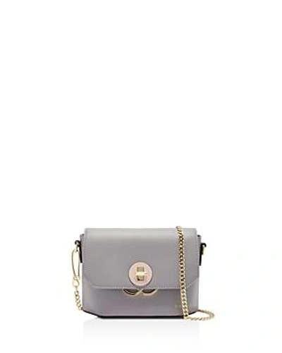 Shop Ted Baker Tadu Leather Crossbody In Gray/gold