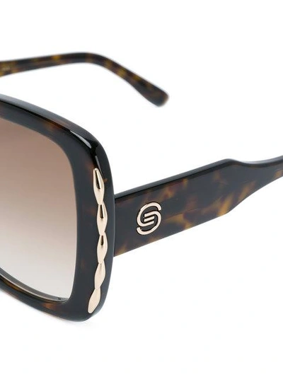 Shop Elie Saab Metal Embellished Square Sunglasses