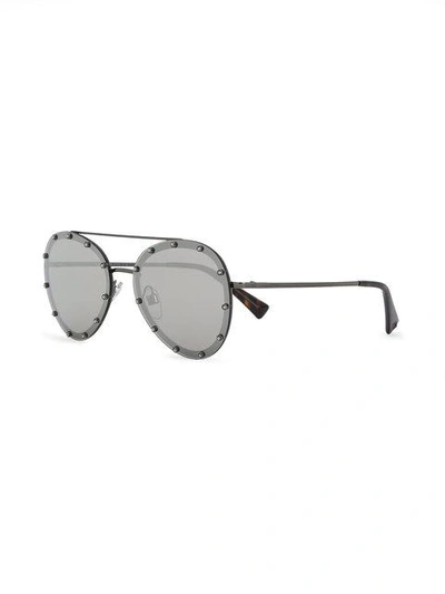 Shop Valentino Garavani Rockstud Aviator Sunglasses