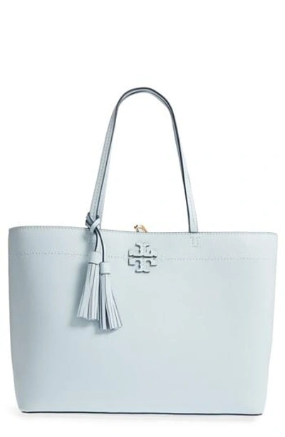 Shop Tory Burch Mcgraw Leather Tote - Blue In Seltzer