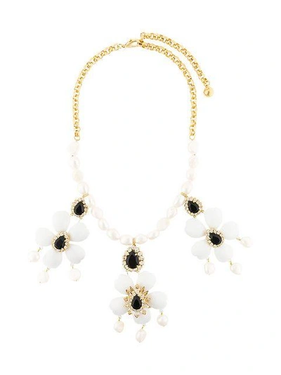 Shop Shourouk Floral Pendant Necklace In White