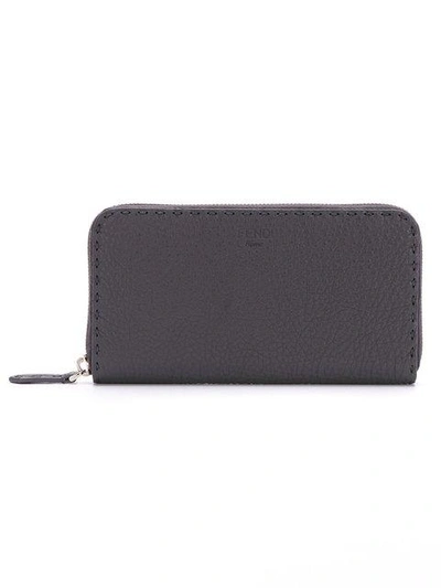 Shop Fendi Selleria Wallet In Grey