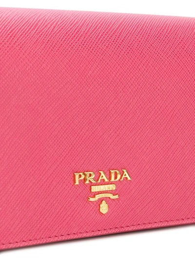 Shop Prada Saffiano Chain Wallet - Pink In Pink & Purple