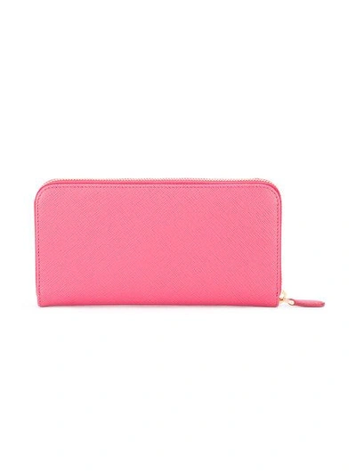 Shop Prada Logo-plaque Zip-around Wallet In Pink