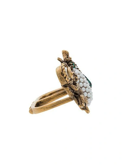 Shop Gucci Trio Ring With Fruit And Monkey Motif - Metallic