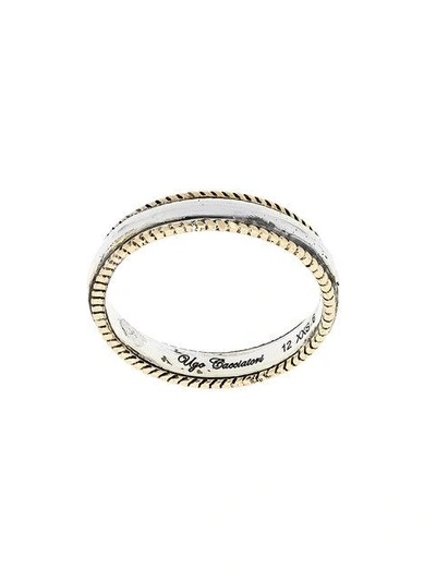 Shop Ugo Cacciatori Bordered Ring In Metallic