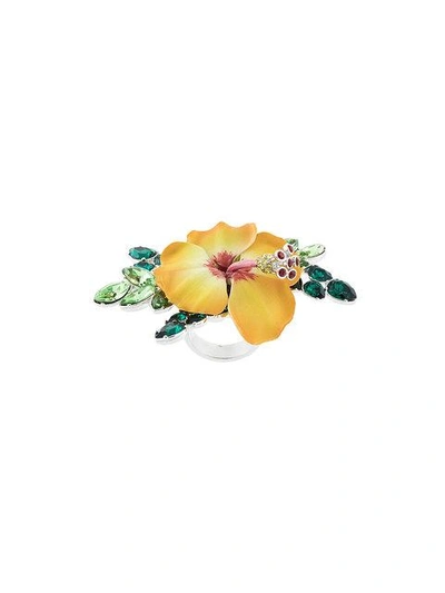 Shop Dsquared2 Crystal-embellished Flower Ring