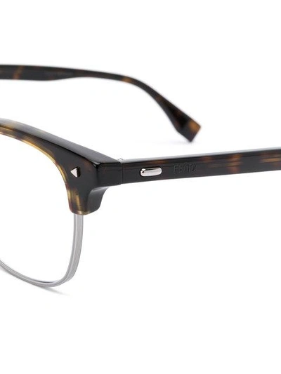 Shop Fendi Eyewear Square Frame Glasses - Brown