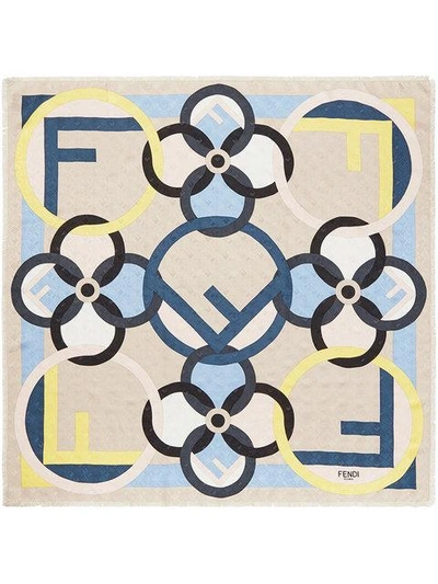 Shop Fendi Geometric Logo Square Scarf - Multicolour