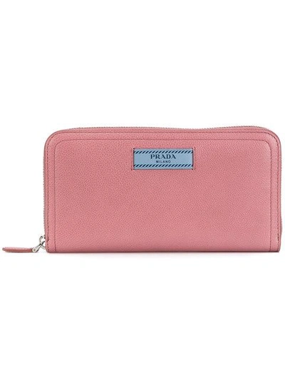 Shop Prada Zip Around Continental Wallet - Pink In Pink & Purple