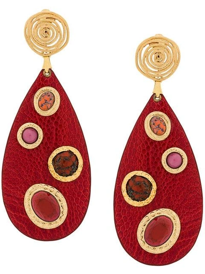 Shop Gas Bijoux Verone Clip-on Earrings - Red