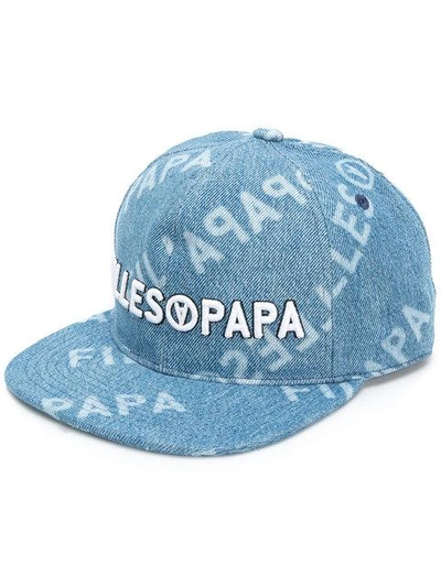 Shop Filles À Papa Logo Denim Cap In Blue