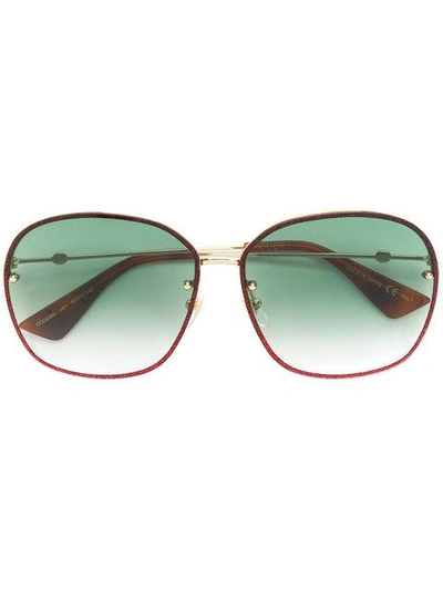 Shop Gucci Oversized Circle Framed Sunglasses In Red