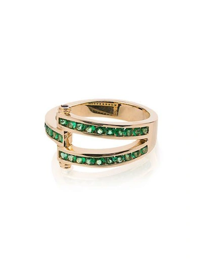 Shop Retrouvai 14kt Yellow Gold Magna Emerald Ring In Metallic