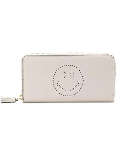 Shop Anya Hindmarch Large Smiley Wallet In Neutrals