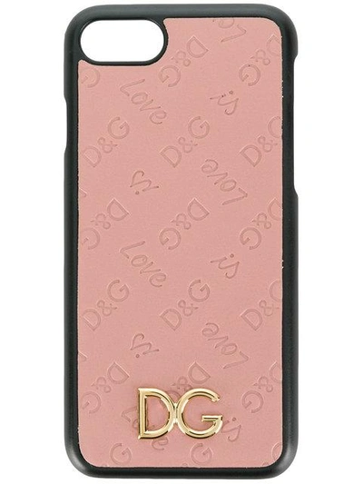 Shop Dolce & Gabbana D&g Love Embossed Iphone 7 Case In Pink