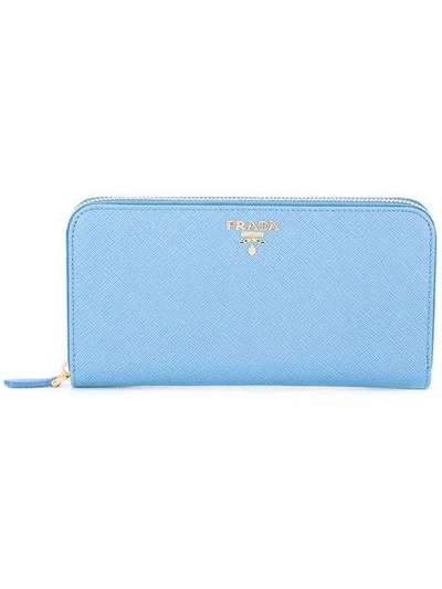 Shop Prada Zip Around Wallet - Blue