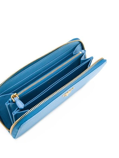 Shop Prada Zip Around Wallet - Blue