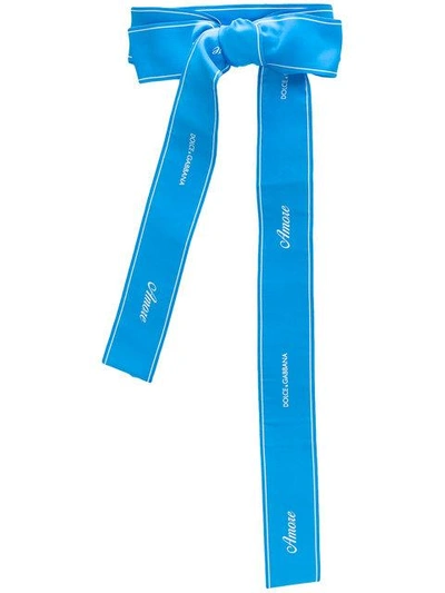 Shop Dolce & Gabbana Logo Bow Belt In Blue