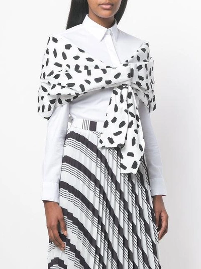 Shop Off-white Patterned Tied Shawl
