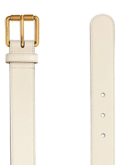 Shop Gucci Leather Belt With Horsebit - White