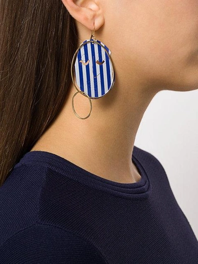 Shop Jw Anderson Moon Face Earrings In Blue ,white