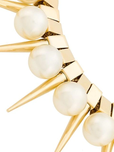 Shop Balmain Danger Pearl Necklace In Metallic