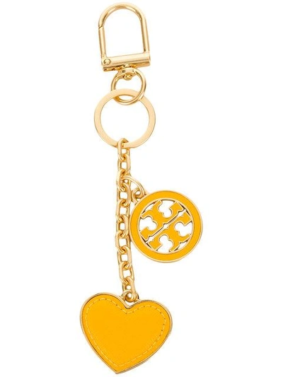 Shop Tory Burch Logo Heart Keyring - Metallic