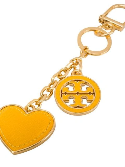 Shop Tory Burch Logo Heart Keyring - Metallic