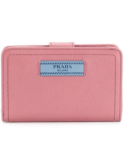 Shop Prada Logo Patch Wallet - Pink