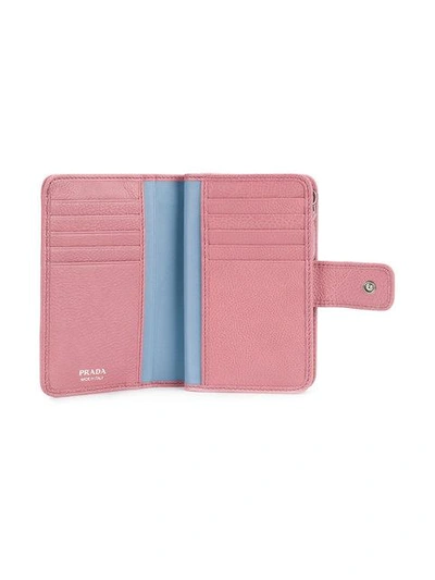 Shop Prada Logo Patch Wallet - Pink